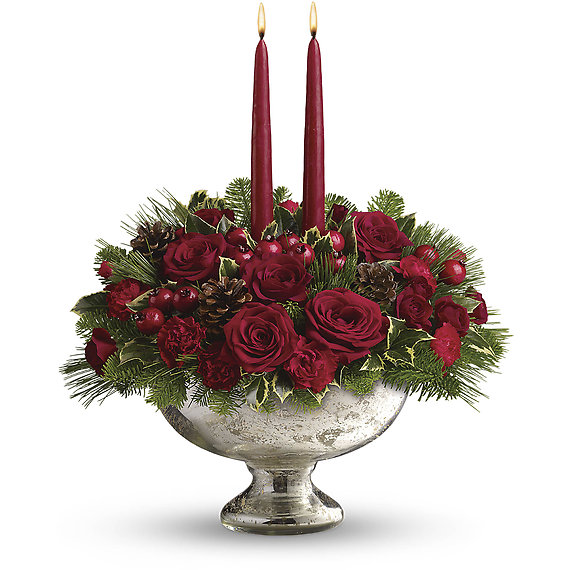 Mercury Glass Bowl Bouquet