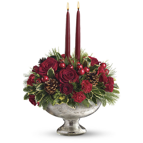 Mercury Glass Bowl Bouquet
